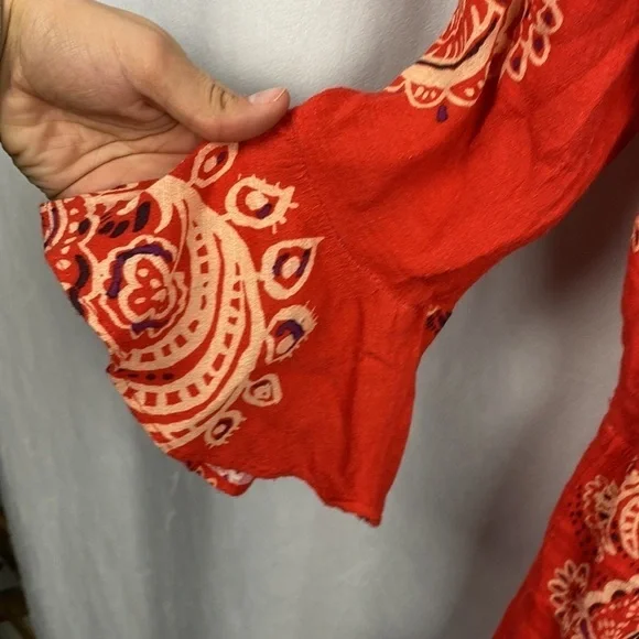 Free People All The Right Ruffles Romper - Orange - Size XS - Picture 4 of 11